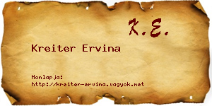 Kreiter Ervina névjegykártya